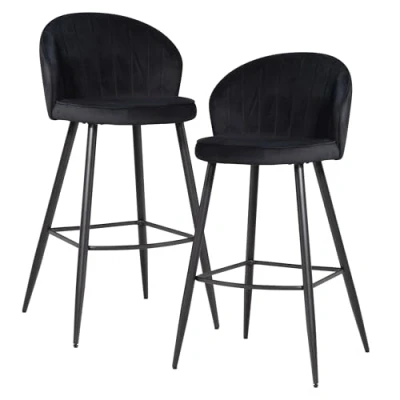 Immagine di FineBuy Set di 2 sgabelli da bar in velluto con schienale, 56 x 102,5 52,5 cm, sgabello cucina tessuto e metallo, 110 kg, design