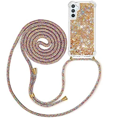 Immagine di MXKOCO Custodie Tracolla Cordini Custodia per Cellulare Girocollo Samsung Galaxy S24 Cover Tracolla/Glitter Liquido Sabbie Mobili+Crossbody TPU Bumper con Collana/Cordoncino