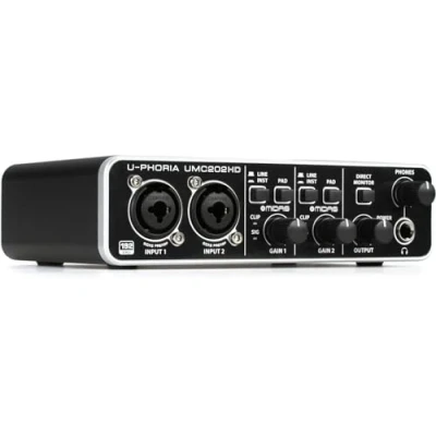 Immagine di BEHRINGER UMC202HD INTERFACCIA AUDIO 2X2 SCHEDA USB 24 BIT 192 KHZ PREAMPLIFICATORI MICROFONICI MIDAS PHANTOM POWER +48V