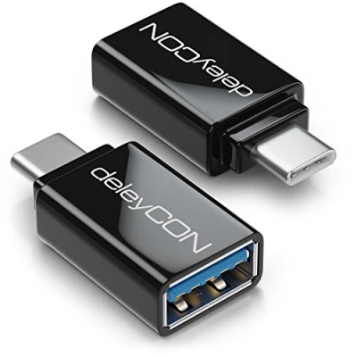 Immagine di deleyCON USB C a Adattatore (2 Pezzi) 3.0 OTG 5 Gbit/s Thunderbolt 3/4 per iPhone 15 Pro Max MacBook Air 2023 iPad Mini iMac Nero