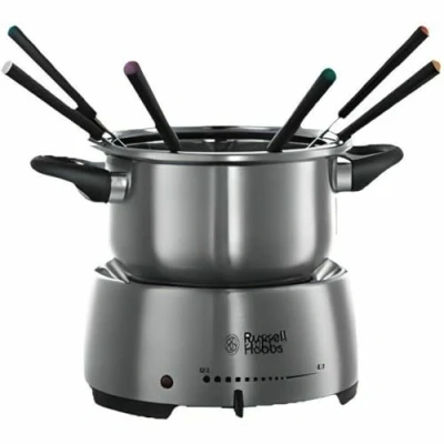 Immagine di Russell Hobbs Set per Fonduta di formaggio cioccolato Temperatura regolabile, Fondue, 6 Forchette colorate, Pentola Acciaio Inox 1,2 l Rivestimento antiaderente, 1200W, 22560 56