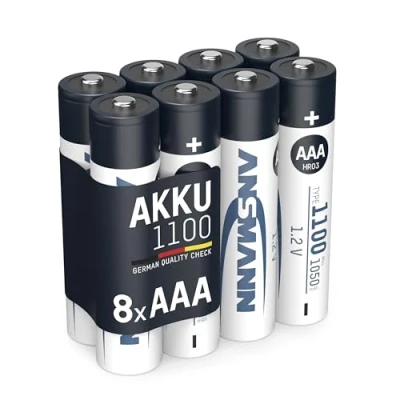 Immagine di 8x ANSMANN batteria ricaricabile tipo AAA 1100 mAh (min. 1050 mAh) NiMH 1,2 V Batterie micro ricaricabili, alta capacità per un&#039;elevata richiesta di potenza