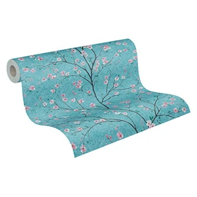 Immagine di Carta da parati Floreale Mio Tokio Metropolitan Stories 2 A.S. Création tessuto non 10.05 m x 0.53 Verde Rosa Nero Prodotto in Germania 379123 37912 3