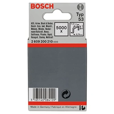 Immagine di Graffe a filo fine tipo 53 11,4 x 0,74 8 mm 5000 pz. Bosch Accessories 2609200210