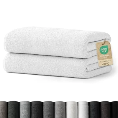 Immagine di Blumtal Asciugamani Bagno, Set Super Assorbenti, 100% Cotone Certificato Oeko Tex 100, 2 Bagno (70x140cm), Bianco