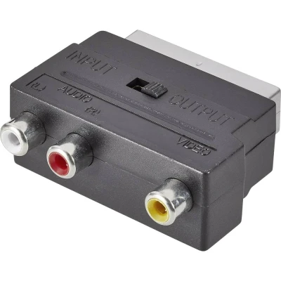 Immagine di SpeaKa Professional SP 7870340 RCA / Scart Adattatore [3x Presa 1x Spina SCART] Nero con interruttore