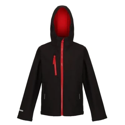 Immagine di Regatta Professional Boys Ablaze Giacca Softshell a 3 strati, Nero Classico Rosso, 5 6 Anni