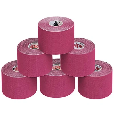 Immagine di ALPIDEX Nastro Kinesiologico Tanti Colori 1/3/ 6/12 Rotoli 5 m x 5,0 cm E Book Esempi Applicazione Tape Muscolare Cerotto, Colore:rosa fucsia, Quantità:6 rotolo