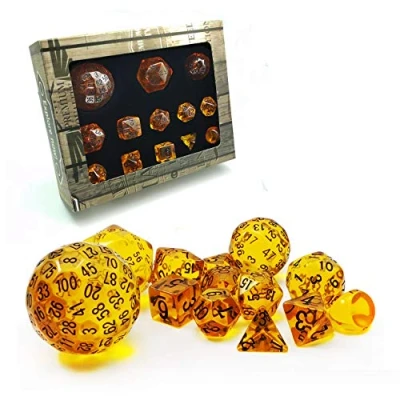 Immagine di Bescon Amber Complete Polyhedral Rpg Dice Set 13pcs D3 D100