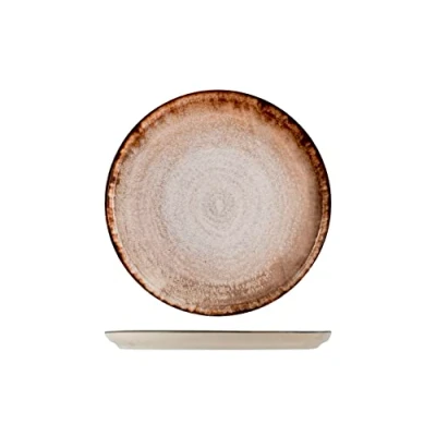 Immagine di H&amp;h set 12 piatti piani artisanal in stoneware marrone cm 27