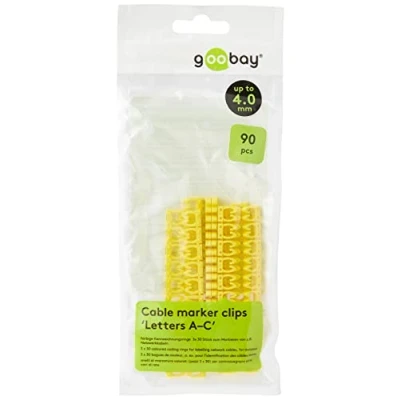 Immagine di Goobay 72517 Marcatori A Clip per Cavi &quot;Lettere C&quot;, con un Diametro Massimo di 4mm, Confezioni da 90