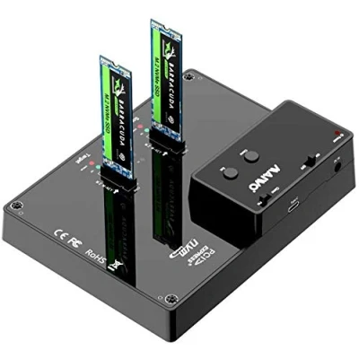 Immagine di MAIWO Dual Bay M.2 NVME Clone Docking Station, duplicatore esterno per SSD M.2, USB C 10Gbps, supporto B&amp;M Key SSD. K3015P