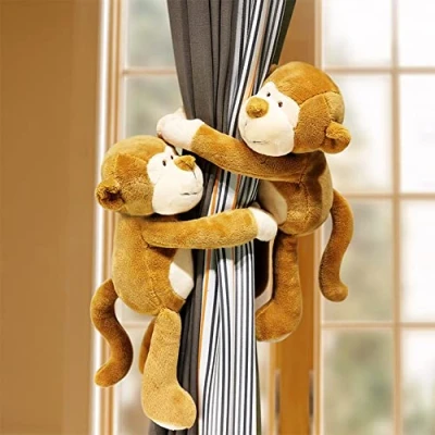Immagine di NC Fermatenda in tessuto e peluche a forma di animale, confezione da 2, 30 cm x 3 cm, B