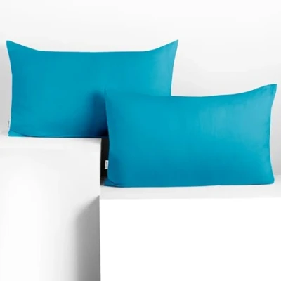 Immagine di DecoKing 2 federe 50 x 60 cm, jersey di cotone, chiusura lampo ciano, ambra