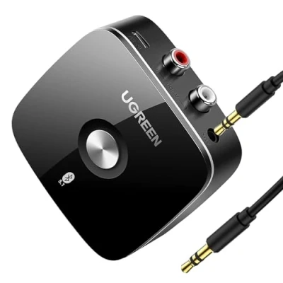 Immagine di UGREEN Ricevitore Bluetooth 5.1 aptX HD Adattatore Audio 2RCA 3,5 mm HiFi EDR Bassa Latenza Wireless Compatibile con Telefono Tablet Altoparlante Amplificatore