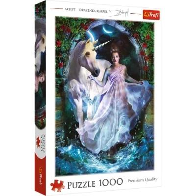 Immagine di Trefl 1000 Elementi, immagine di una donna con un unicorno, fantasia, altro mondo, te, intrattenimento creativo, regalo, divertimento, classici Puzzle, Colore Universo magico, 10593