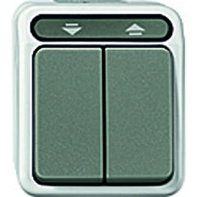 Immagine di Merten 1 pezzo Interruttore per ambienti umidi Completo avvolgibili; AQUASTAR Grigio luminescente 4075007