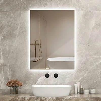 Immagine di specchio per riscaldamento a infrarossi, con illuminazione LED, 450 Watt, specchio, 80 x 60 cm, da bagno, parete, pannello riscaldante,