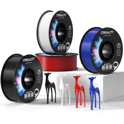 Immagine di Creality Official PETG Filament Nero+Bianco+Rosso+Blu, 3D Printer 1.75mm 4Kg, No Tangling, Forte Legame e Prestazioni Overhang Precisione Dimensionale +/ 0.03mm