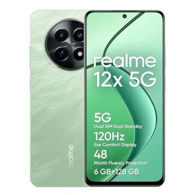 Immagine di realme 12x 5G Smartphone 6+128 GB, Fotocamera con AI da 50 MP, Dual Standby 5G, Protezione della fluidità per 48 mesi, Display 120 Hz, NFC a 360, Batteria 5.000 mAh, Feather Green(no adapter)