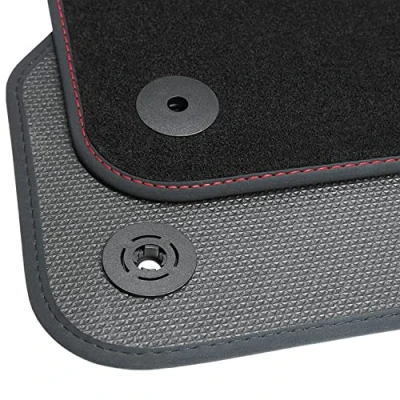 Immagine di teileplus24 BGF455 R1N FBA Tappetini per Tutto L&#039;Anno Seat Ateca 2016 Impermeabile, Cucitura:Rosso