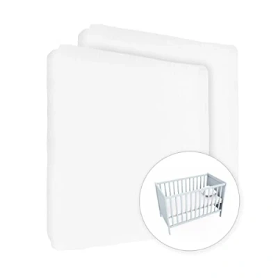 Immagine di 2x lenzuola con angoli in jersey 100% cotone per lettino da 140 x 70 cm (bianco)