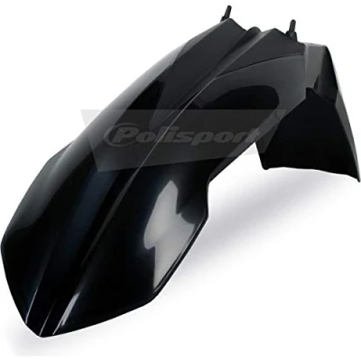 Immagine di POLISPORT 8568700002 Parafango anteriore replica OEM realizzato in plastica lucida durevole e resistente compatibile con le moto KTM colore nero