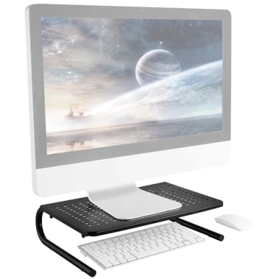 Immagine di RICOO Supporto Monitor PC FS082 B Rialzo scrivania Schermo computer Piedistallo da Tavolo per Laptop &amp; Portatile Base Stand 37 x 24 10 cm Nero