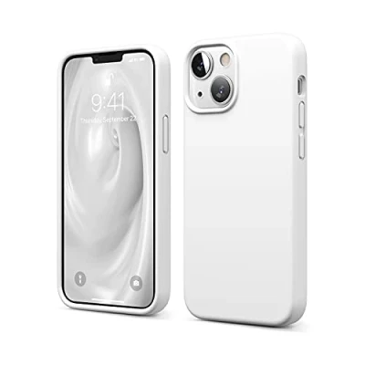 Immagine di elago Silicone Liquido Custodia Cover Compatibile con iPhone 13 Mini Case (5.4&quot;), Protettiva per Fotocamera Schermo Intero, in Morbida Microfibra Antigraffio (Bianco)