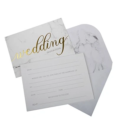 Immagine di Neviti Scripted Marmo Day Inviti con Buste, Biglietti Matrimonio, Compleanno, Confezione da 10