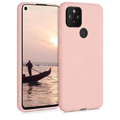 Immagine di kwmobile Custodia Compatibile con Google Pixel 5 Cover Back Case per Smartphone in Silicone TPU Protezione Gommata oro rosa matt