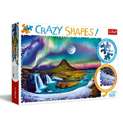 Immagine di Trefl Aurora sull&#039;Islanda 600 Elementi, Forme Pazze, qualità Premium, per Adulti e Bambini dai 10 Anni Puzzle, Colore