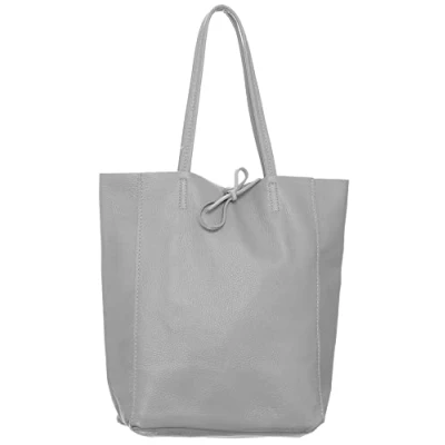 Immagine di Zwillingsherz Borsa in pelle Shopper 100% vera di alta qualità per donne e ragazze grande ed elegante a tracolla, grigio chiaro