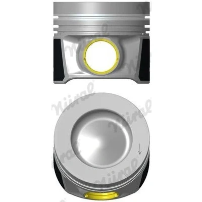 Immagine di NÜRAL 87 447507 30 Pistone 81,5mm con boccola per mozzo spinotto, canale raffreddamento, porta fascia elastica, biella trapezoidale