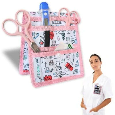 Immagine di OrtoPrime Organizer Infermieristico con Tanti Scomparti Infermiere Salvatasche per Infermieri, Dimensioni Perfette, Accessori Infermiera in Rosa.