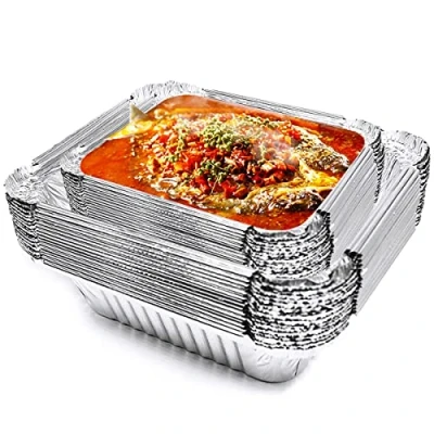 Immagine di Jicyor Vaschette Alluminio, 50 Pezzi Alluminio Usa e Getta, Rettangolare Contenitori in Monouso Per Cuocere Al Forno Grigliare Cucinare