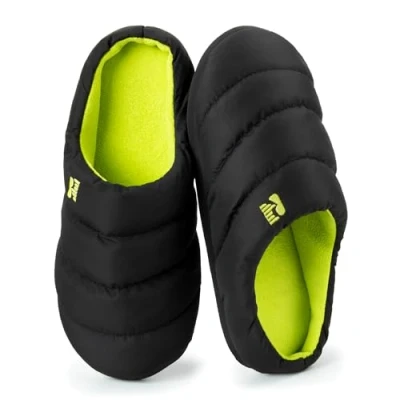 Immagine di RockDove Pantofola da Campeggio Uomo con Schiuma Memory e Imbottita in Piuma, 42/43 EU, Nero Lime