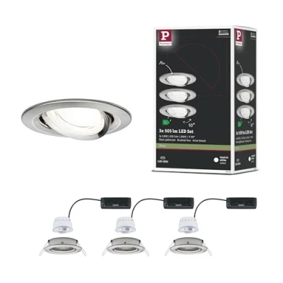 Immagine di Paulmann 92456 Nova Coin Lampada LED da incasso Kit 3 (monocolore) 2.8 W Ferro (spazzolato)