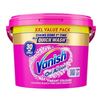 Immagine di Vanish Gold Oxi Action Booster per bucato e smacchiatore in polvere colori, 2,4 kg, rientro a scuola, rimuove le macchie scolastiche soli 30 minuti, mantiene i colori brillanti, sicuro