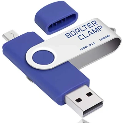 Immagine di BORLTER CLAMP 32GB Chiavetta USB 3.0, 2 in 1 Pen Drive (Micro e 3.0) Memoria Flash, OTG Flash Girevole per Android Smartphone/Tablet/Computer (Blu)