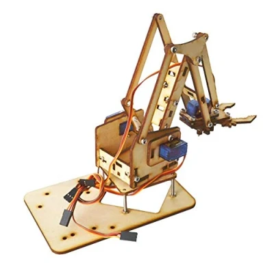 Immagine di Neufday 【𝐏𝐫𝐨𝐦𝐨𝒛𝐢𝐨𝐧𝐞 𝐝𝐢 𝐏𝐚𝐬𝐪𝐮𝐚】 Kit Braccio robotico Fai da Te, 4 DOF Meccanico in Legno servo sg90 per Arduino Raspberry Pi SNAM1500