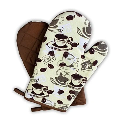 Immagine di Guanti da forno cucina, caffè, marrone, 1 paio, classe PSA II a 250C, resistenti al calore, prodotto testato e certificato