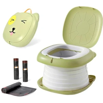 Immagine di Wc Portatile,Toilette Pieghevole Per Bambini,Vasino Da Viaggio Portatile,Vasino Bambini,Facile Riporre,Vasino Portatile,Con 3 Rotoli Di Sacchetti Usa E Getta Neri,Per Interni Ed Esterni