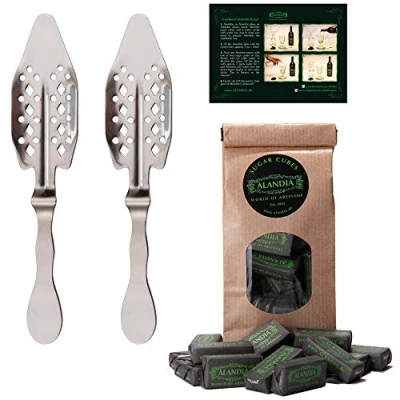 Immagine di ALANDIA 2X Cucchiai da Assenzio Absinthe in Acciaio Inox 1x Cubetto di Zucchero