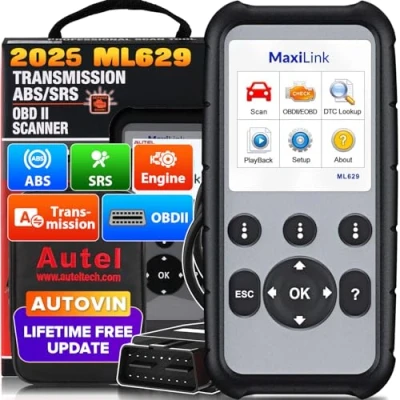 Immagine di Autel MaxiLink ML629 Strumento Diagnostico Auto OBD2 Scanner Lettore Codice per ABS, SRS, Motore e Trasmissione 4 Sistemi con Vin, Ricerca DTC, Test Pronto Versione Aggiornata di ML619