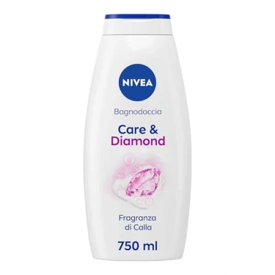 Immagine di NIVEA Bagnodoccia Care &amp; Diamond 750 ml, Bagnoschiuma in Crema detergente e idratante, docciaschiuma arricchita con Vitamine C, Oli Nutrienti dal profumo floreale di Calla