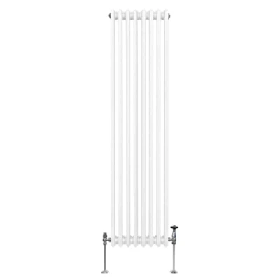 Immagine di Radiatore Termosifone a 3 Colonne 1800mm x 382mm Moderno Centralizzato Bianco in Acciaio Inox Verticale Parete Cucina Soggiorno Bagno Kit di Fissaggio e Spazzola Inclusi