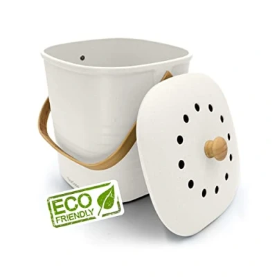 Immagine di YourCasa Pattumiera biometrica da cucina, piccola, 4 l, inodore, per rifiuti biologici Secchiello compost filtro ai carboni attivi, biologico, con coperchio, la