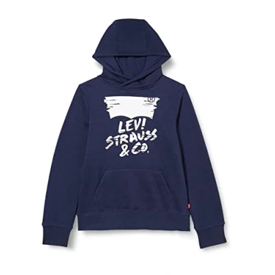 Immagine di Levi&#039;s Sketched Logo Pullover Hoodie 9eg571, Felpa con cappuccio, Bambini e ragazzi, Naval Academy, 8 Anni