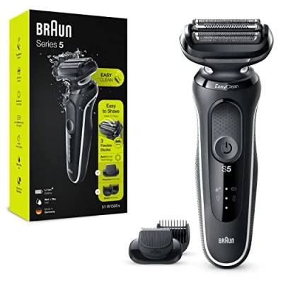 Immagine di Braun Serie 5 Rasoio Elettrico Barba Accessorio Regolabarba Incluso, Con Lame Flessibili, Tecnologia AutoSense E EasyClean, Wet&amp;Dry, Ricaricabile, Idea Regalo, 51 W1500s Bianco